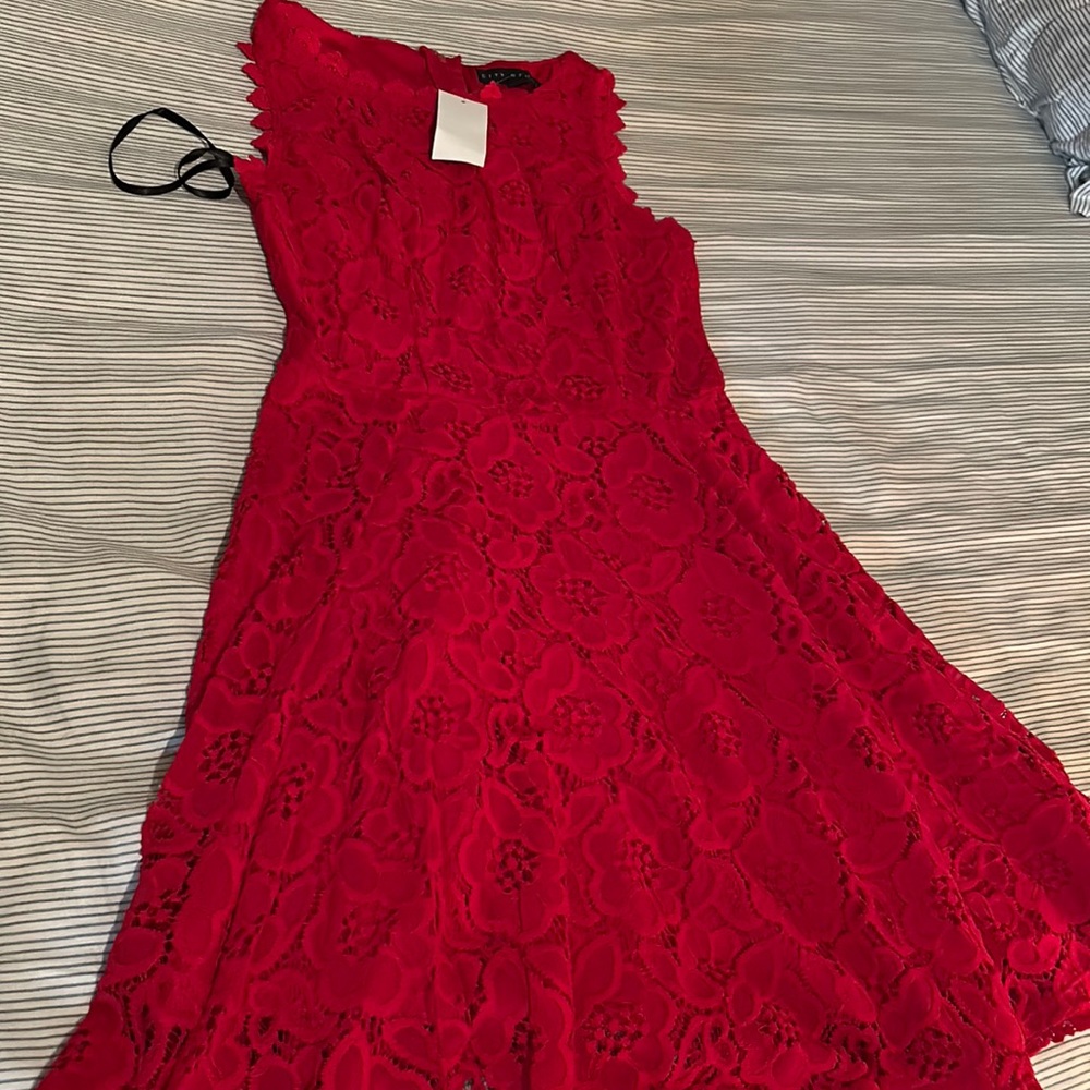New with tag, red lacy dress size small